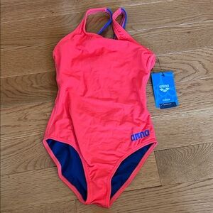 Arena Kids One Piece Swimsuit - Coral and Navy